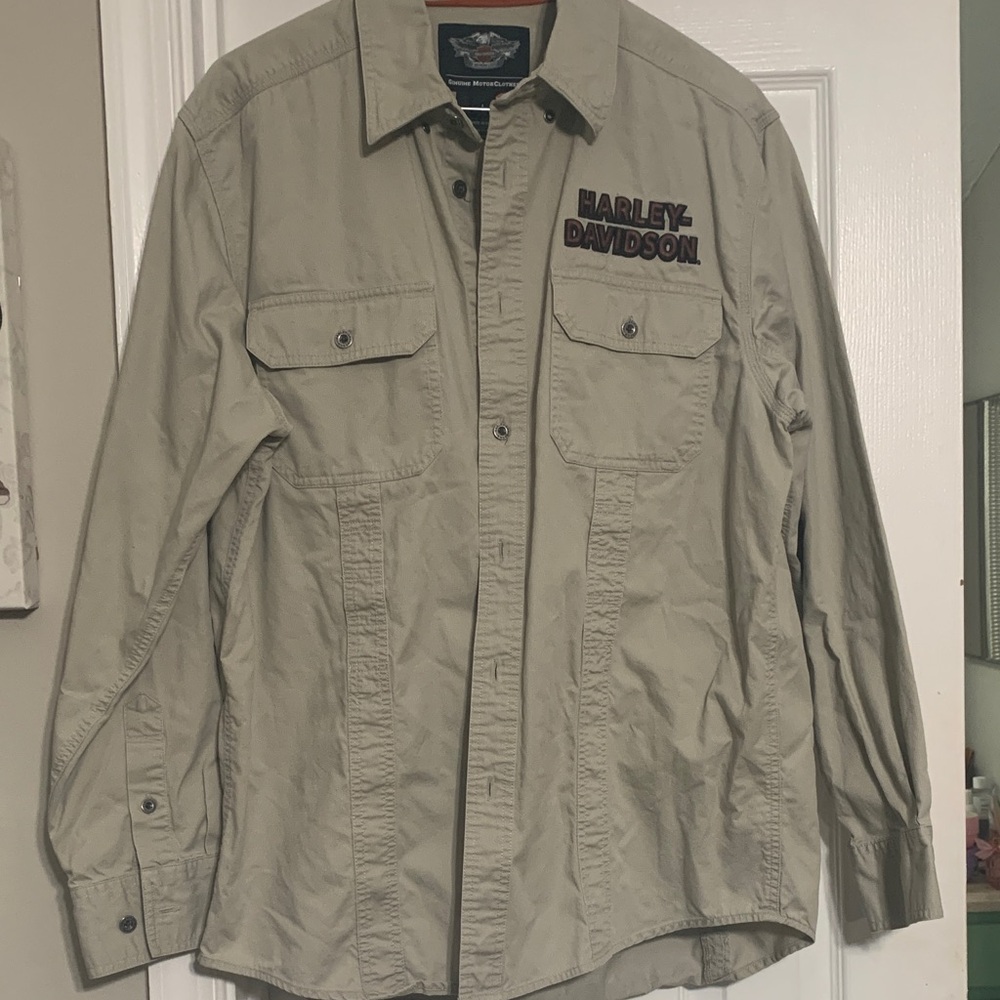 Harley-Davidson Light Khaki Button-Front Shirt Jacket